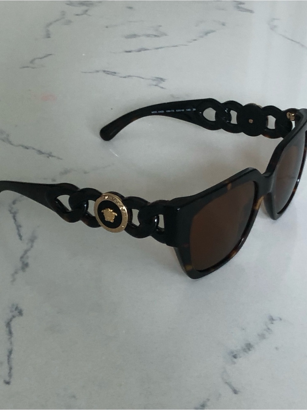 Versace Black Tortoiseshell Sunglasses with Gold Medallion